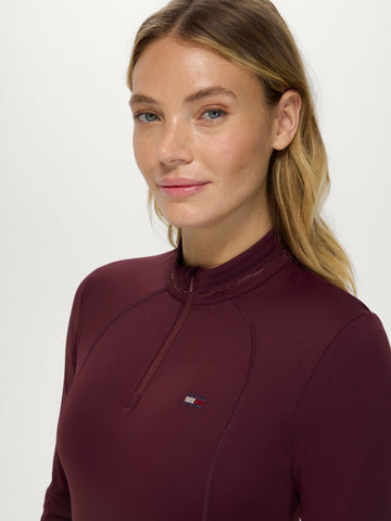 Tommy Hilfiger Cady Rhinestone Training Top Deep Burgundy