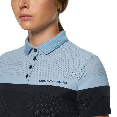 Cavalleria Toscana two-tone perforated polo-shirt