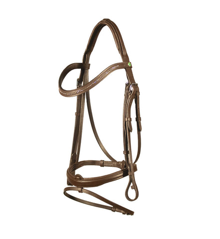 LJ Hoofdstel Diamond gecomb. neusriem rubber teugels