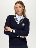 Tommy Hilfiger Roseville Women Cable V-neck Sweater Desert Sky