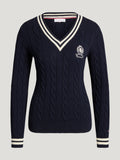 Tommy Hilfiger Roseville Women Cable V-neck Sweater Desert Sky