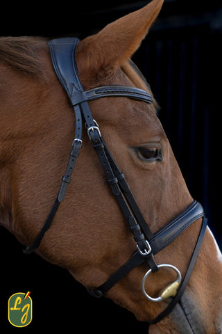 LJ Hoofdstel Tress gecombineerde neusriem met teugels zwart