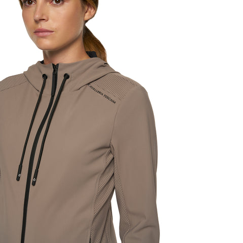 CT Women's hooded softshell jacket in perforated jersey